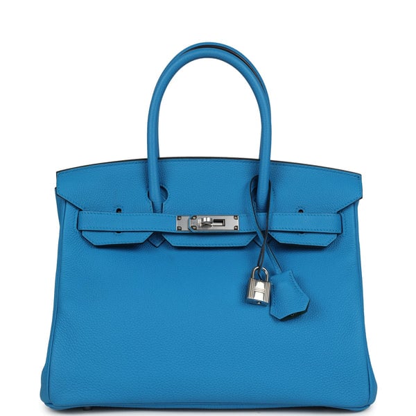 Hermes Pre-owned Hermes Birkin 30 Bleu Zanzibar Verso Togo Palladium Hardware