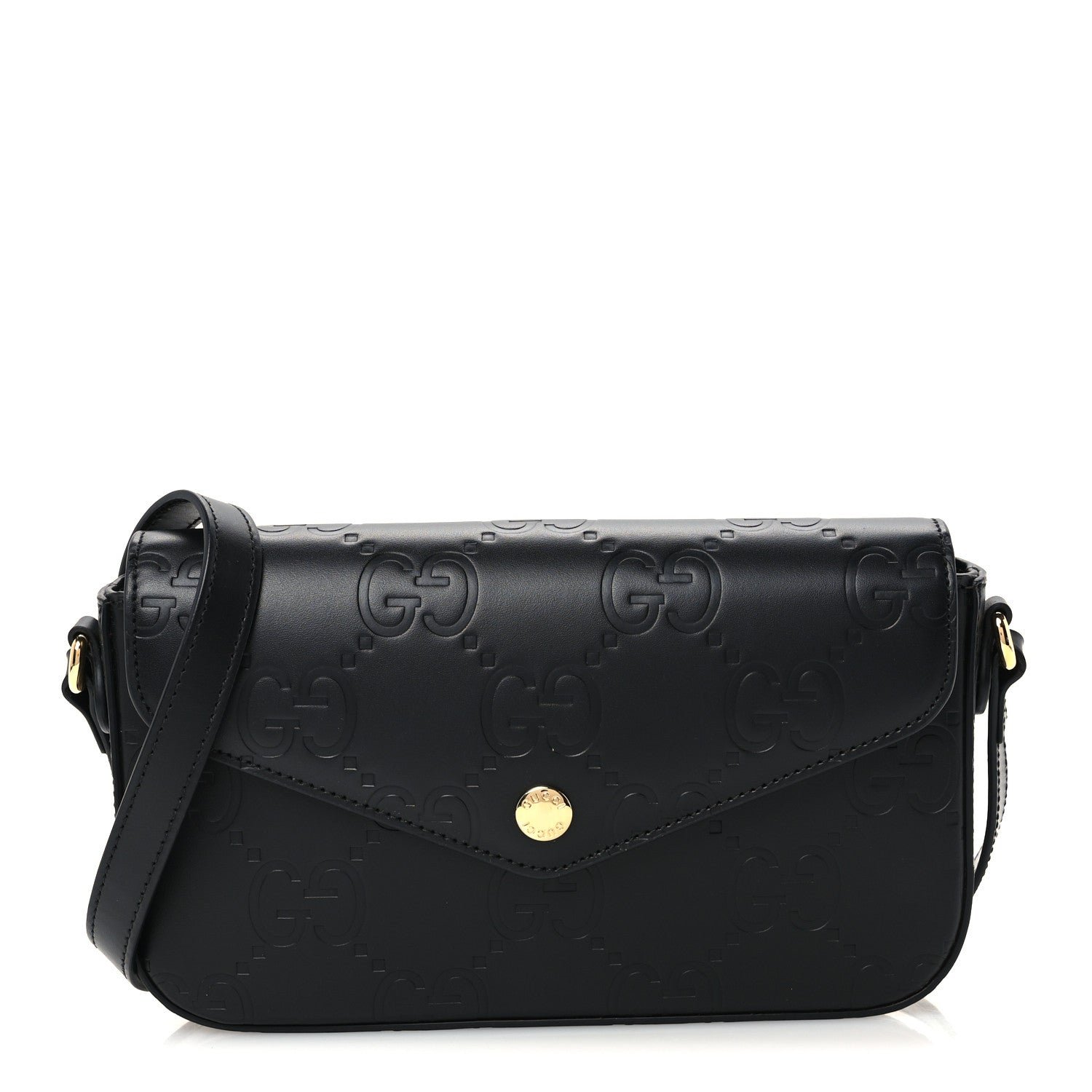 Gucci Gilbert Calfskin GG Super Mini Shoulder Bag Black