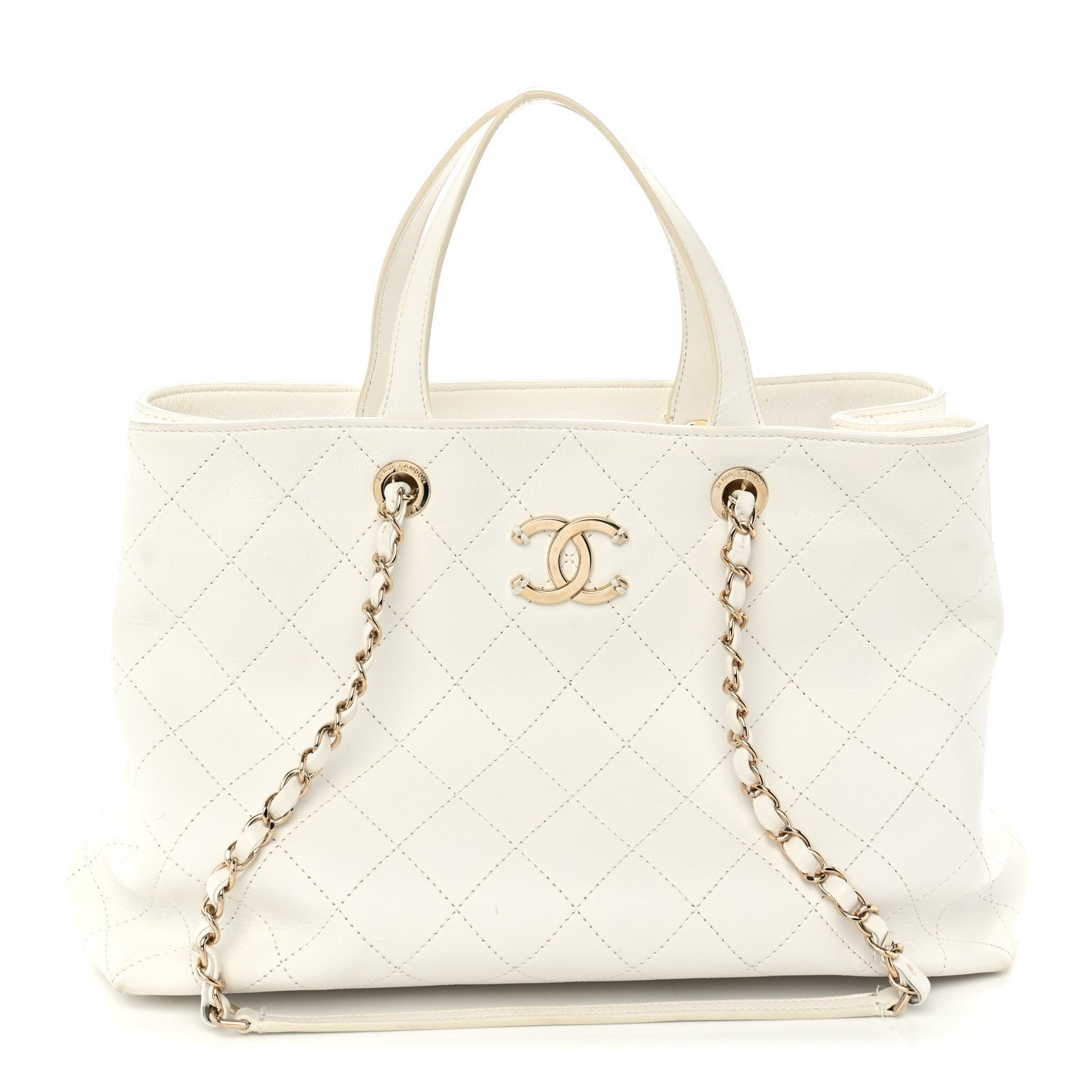 Chanel Calfskin Large Serial Shopper Tote White