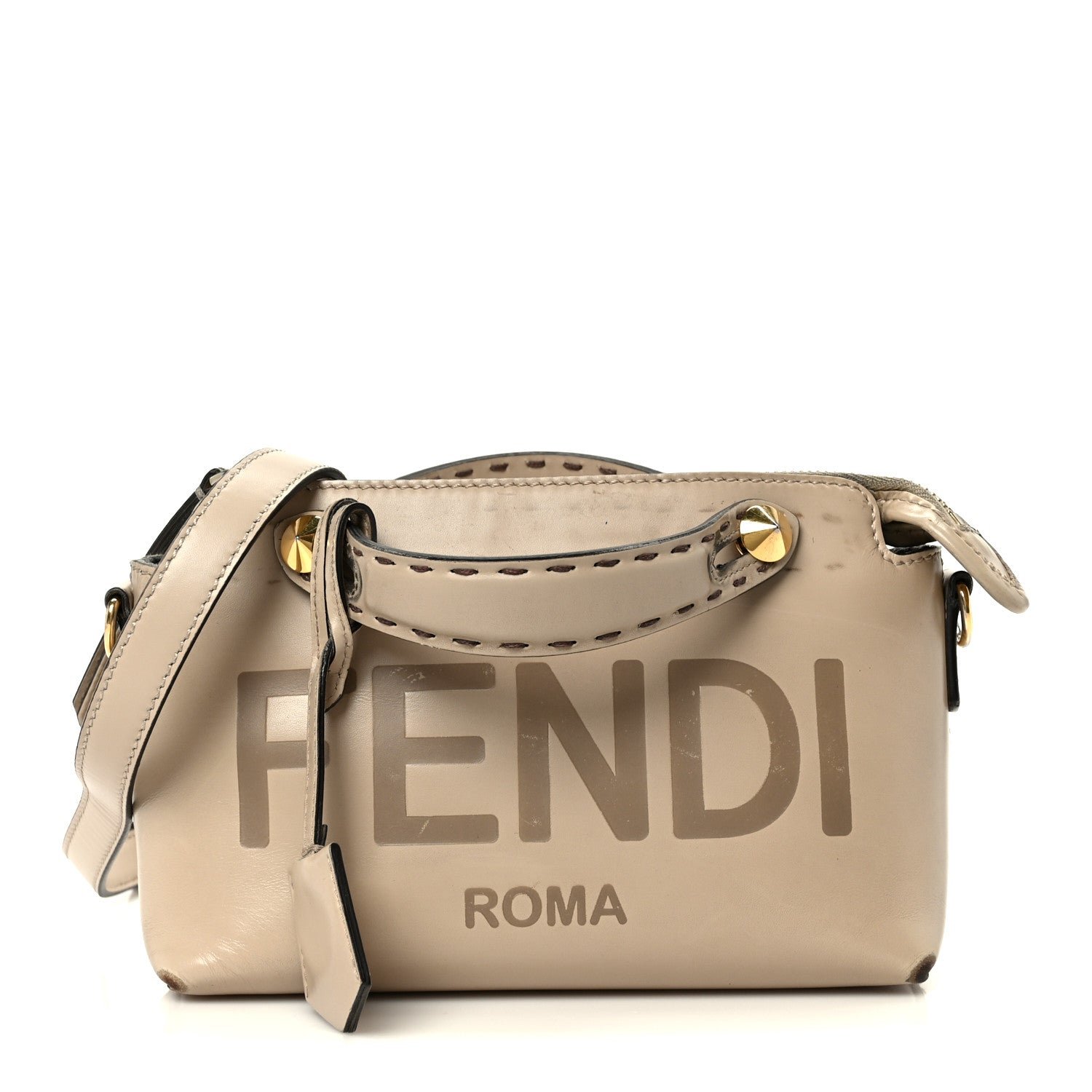 Fendi Fendi Vitello King Logo Embossed Mini By The Way Boston Bag Nuvola