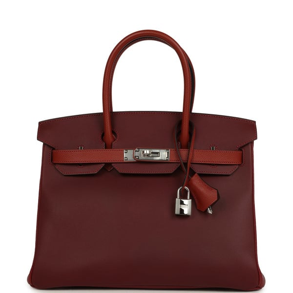 Hermes Pre-owned Hermes Birkin 30 Rouge H Sombrero, Epsom and Clemence Palladium Hardware