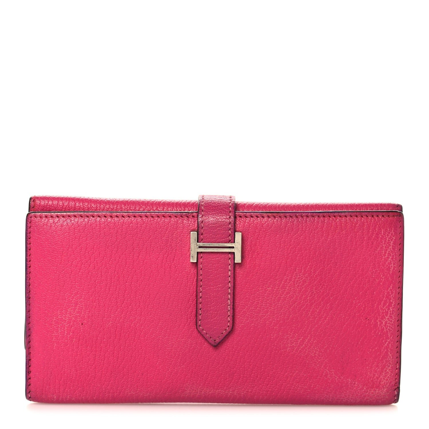 Hermes Chevre Mysore Tri-Fold Bearn Wallet Rose Shocking
