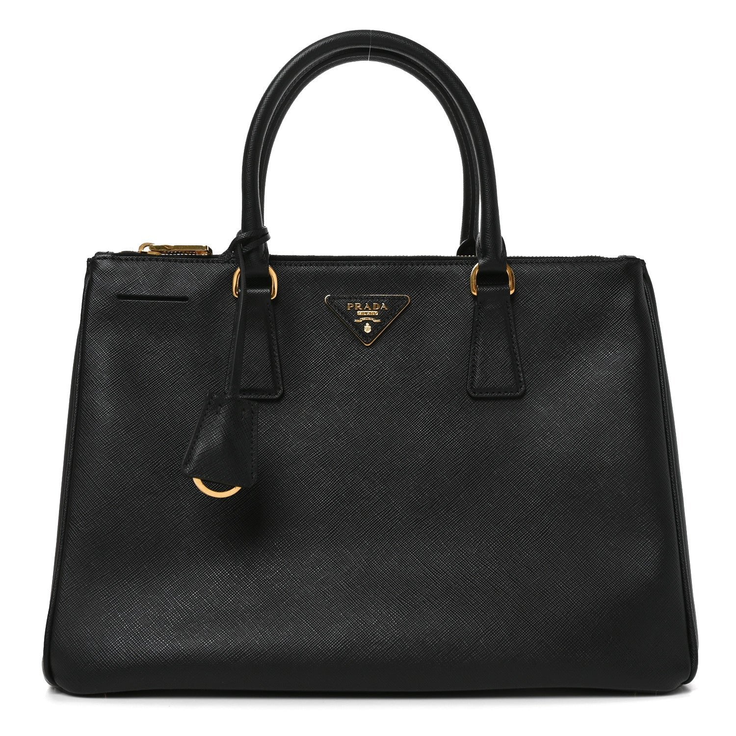 Saffiano Lux Medium Galleria Double Zip Tote Black