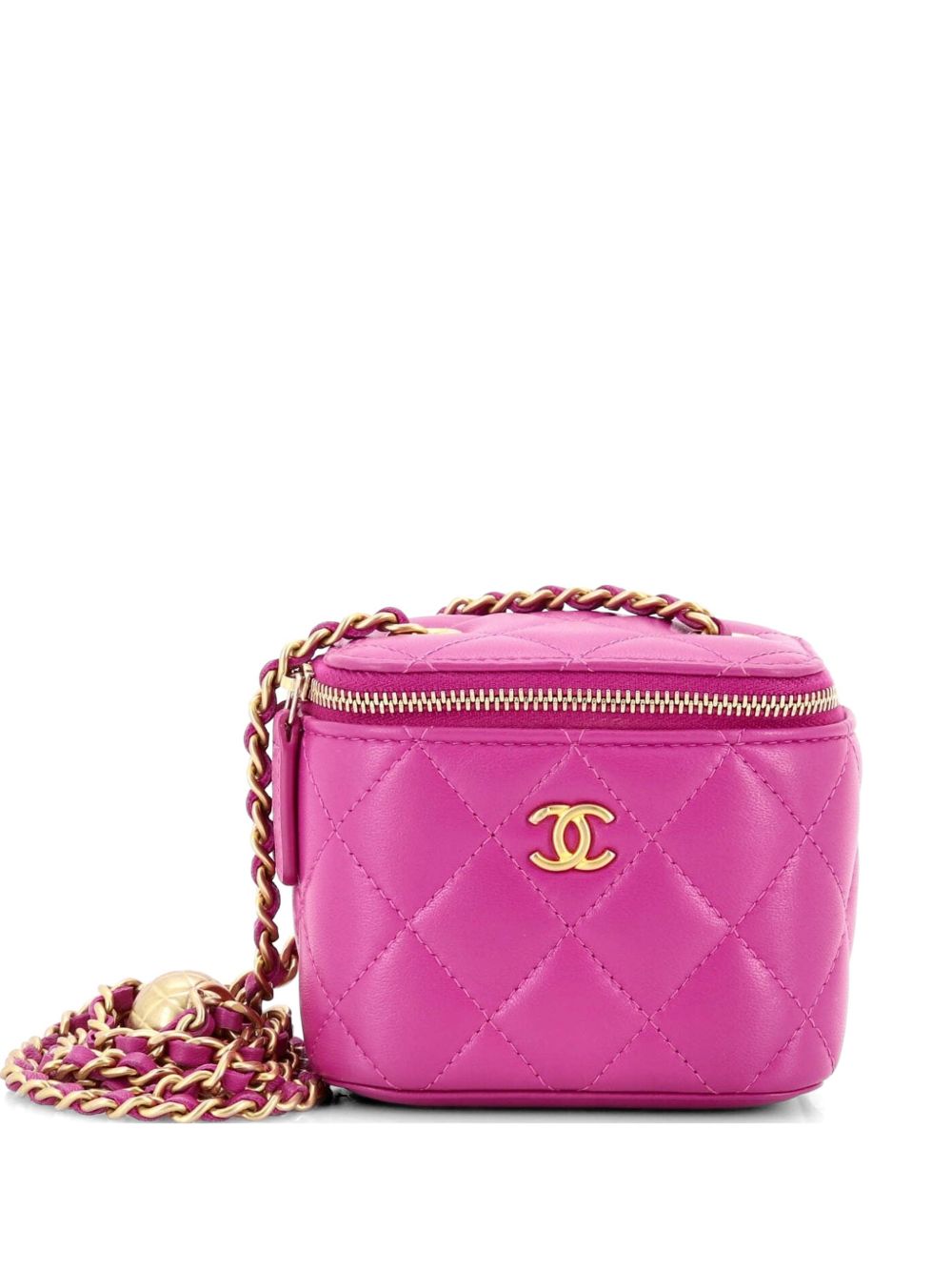 Pearl Crush Vanity Case with Chain Quilted Lambskin Mini clutch bag