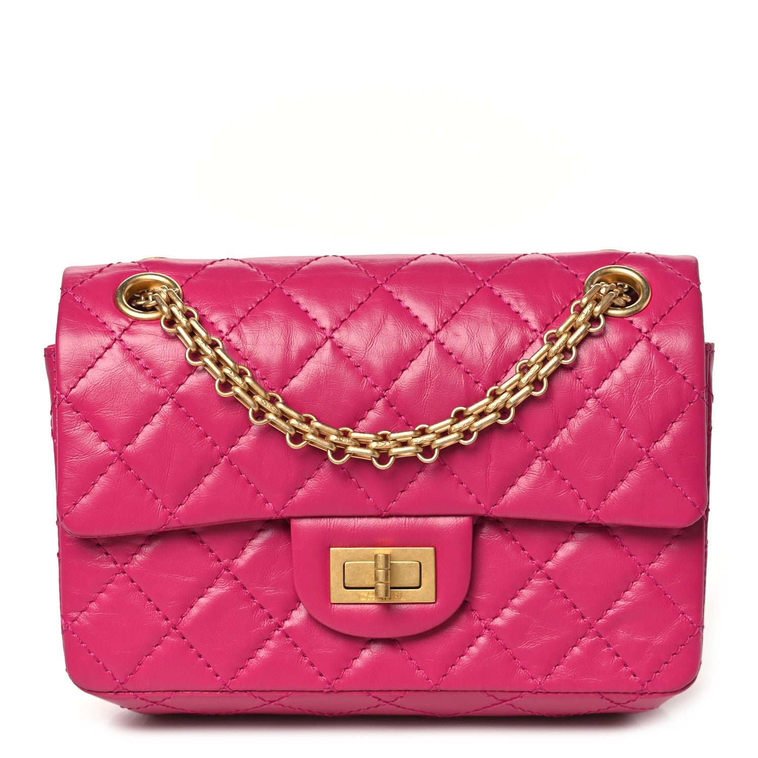 Chanel Aged Calfskin Quilted 2.55 Reissue Mini Flap Fuchsia