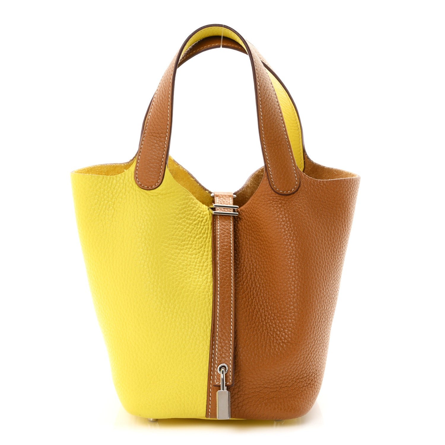 Hermes Taurillon Clemence Casaque Picotin Lock 18 PM Lime Sesame
