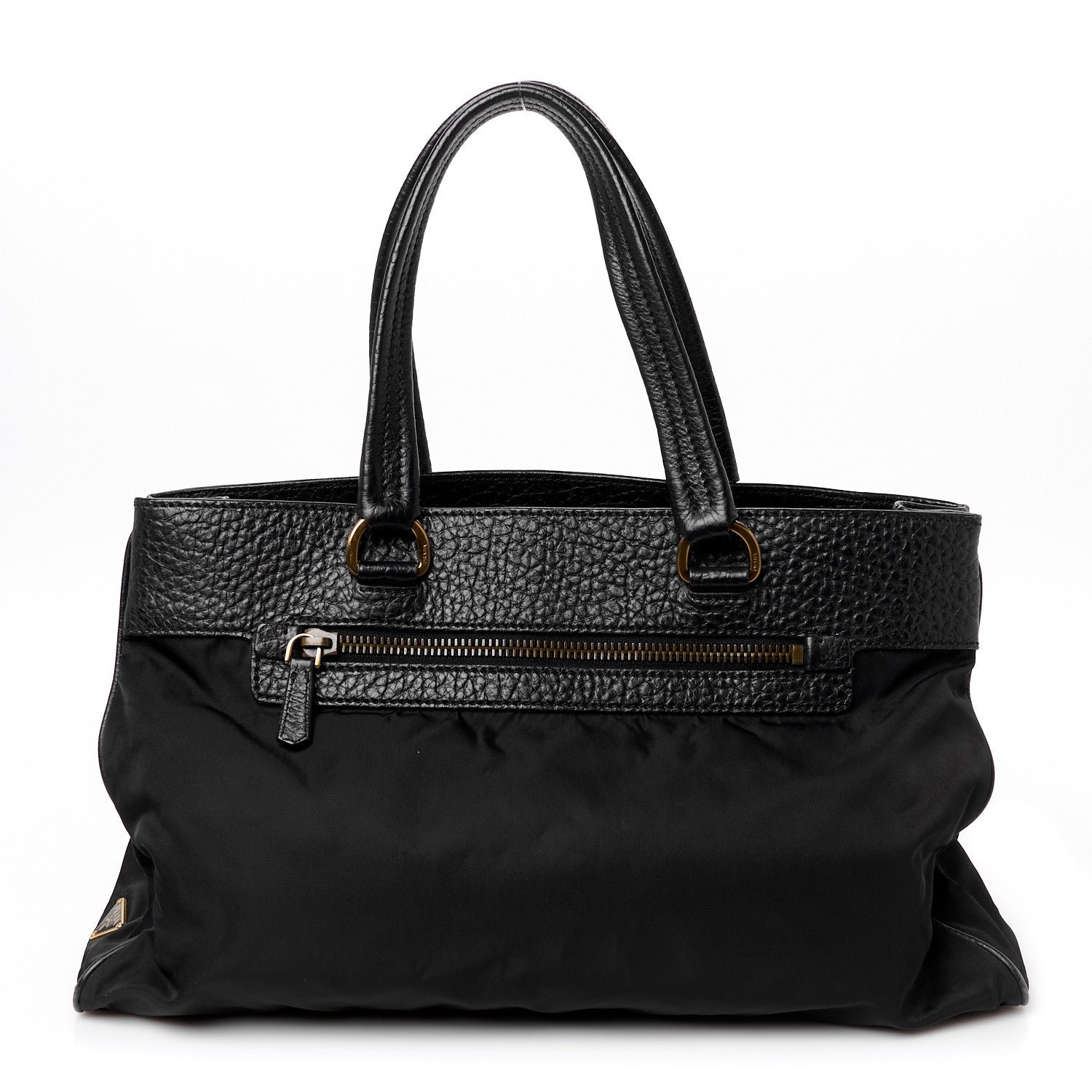 Prada Calfskin Tessuto Nylon Satchel Black