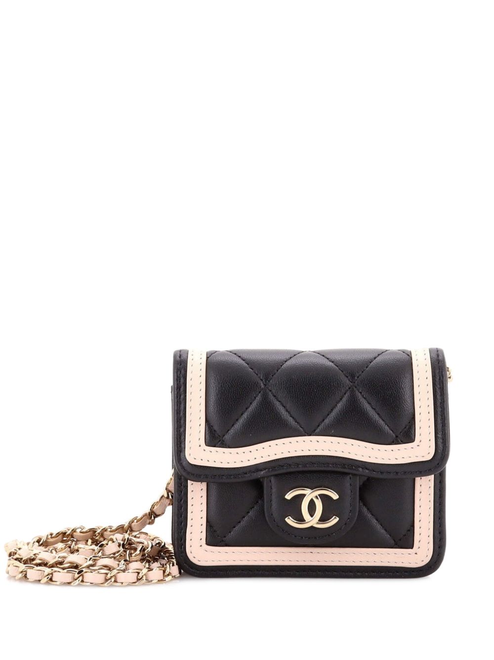 Strip On CC Flap Clutch with Chain Quilted Lambskin crossbody bag