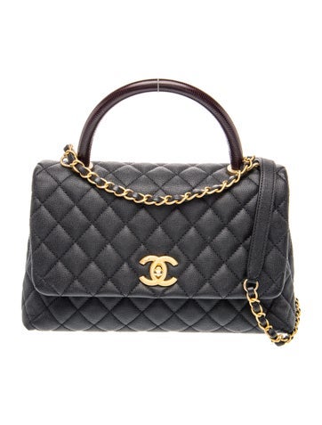 Small Lizard-Trimmed Coco Handle Bag