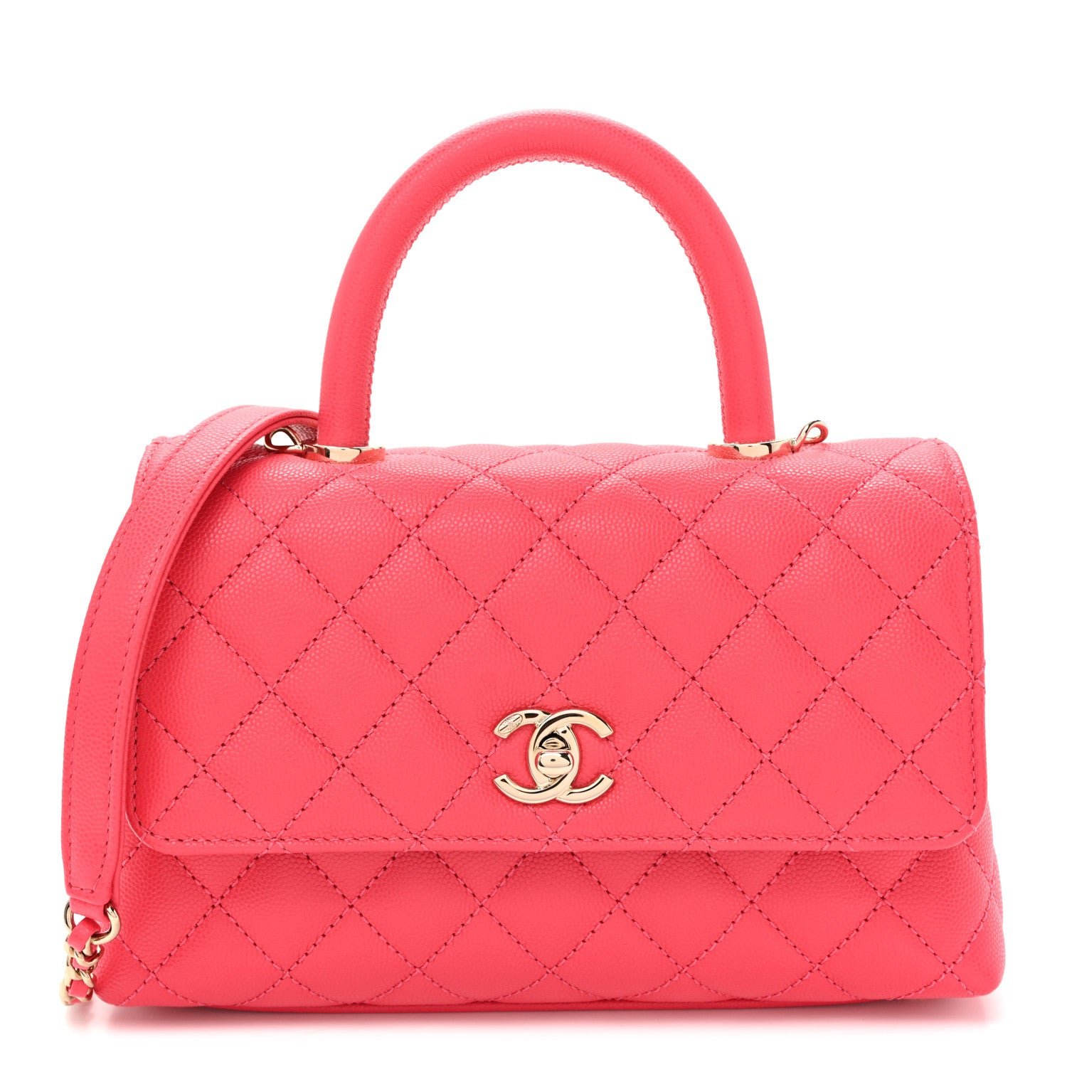 Chanel Caviar Quilted Mini Coco Handle Flap Pink