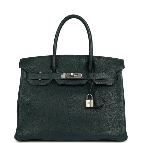 Hermes Pre-owned Hermes Birkin 30 Vert Cypress Chevre de Coromandel Palladium Hardware