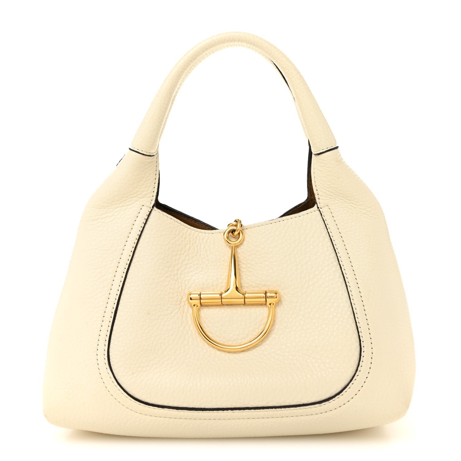 Gucci Grained Calfskin Softbit Medium Shoulder Bag White