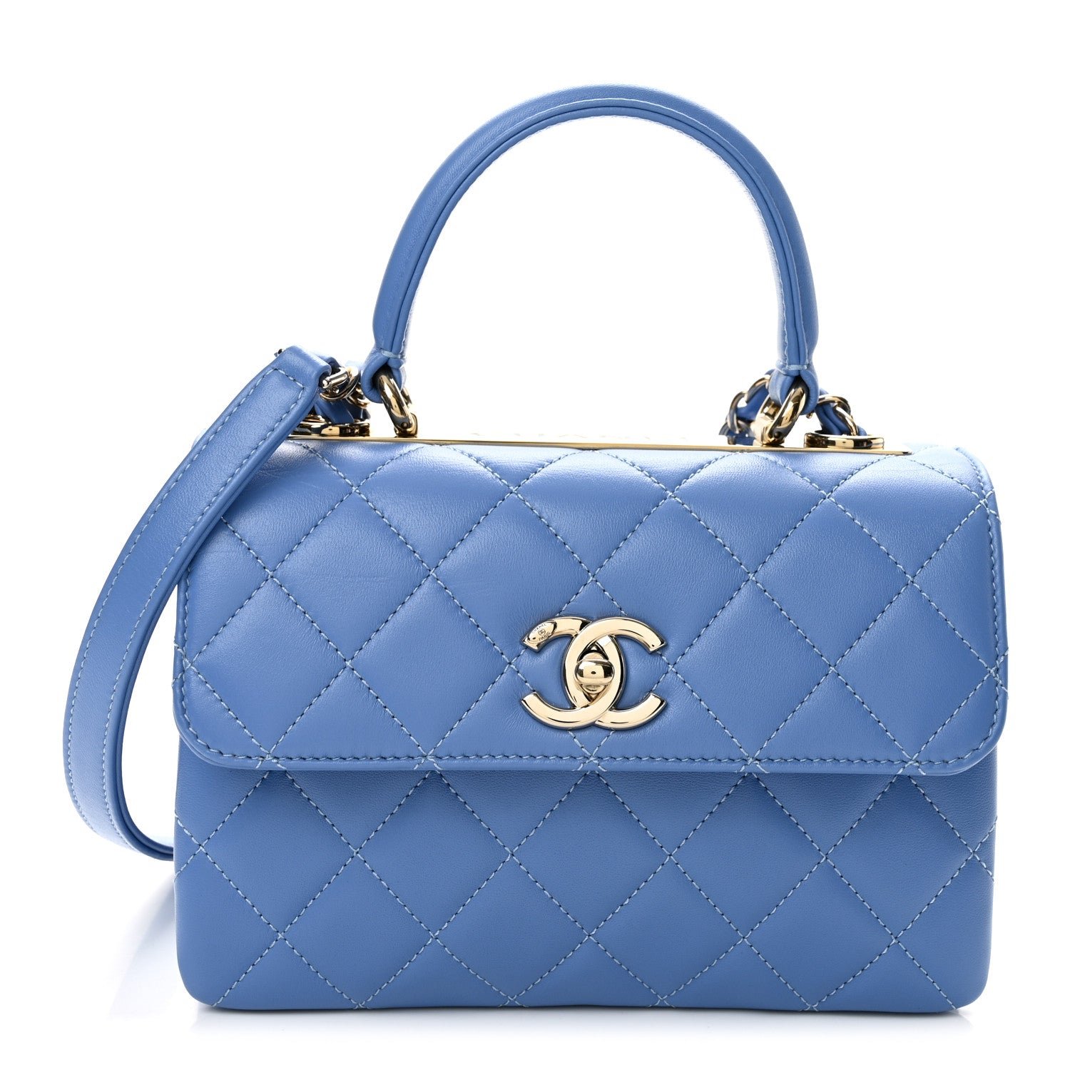 Chanel Lambskin Quilted Mini Trendy CC Dual Handle Flap Bag Light Blue