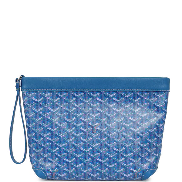 Goyard Goyardine Canvas Sky Blue Conti Pouch Palladium Hardware