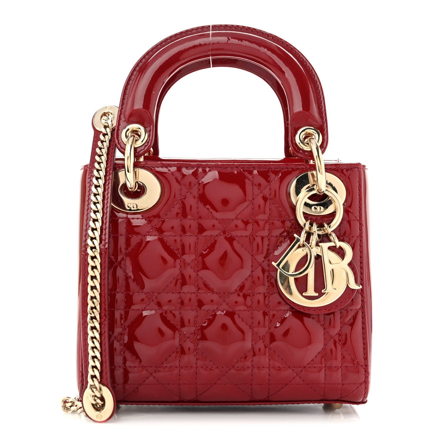 Christian Dior Patent Cannage Mini Lady Dior Red