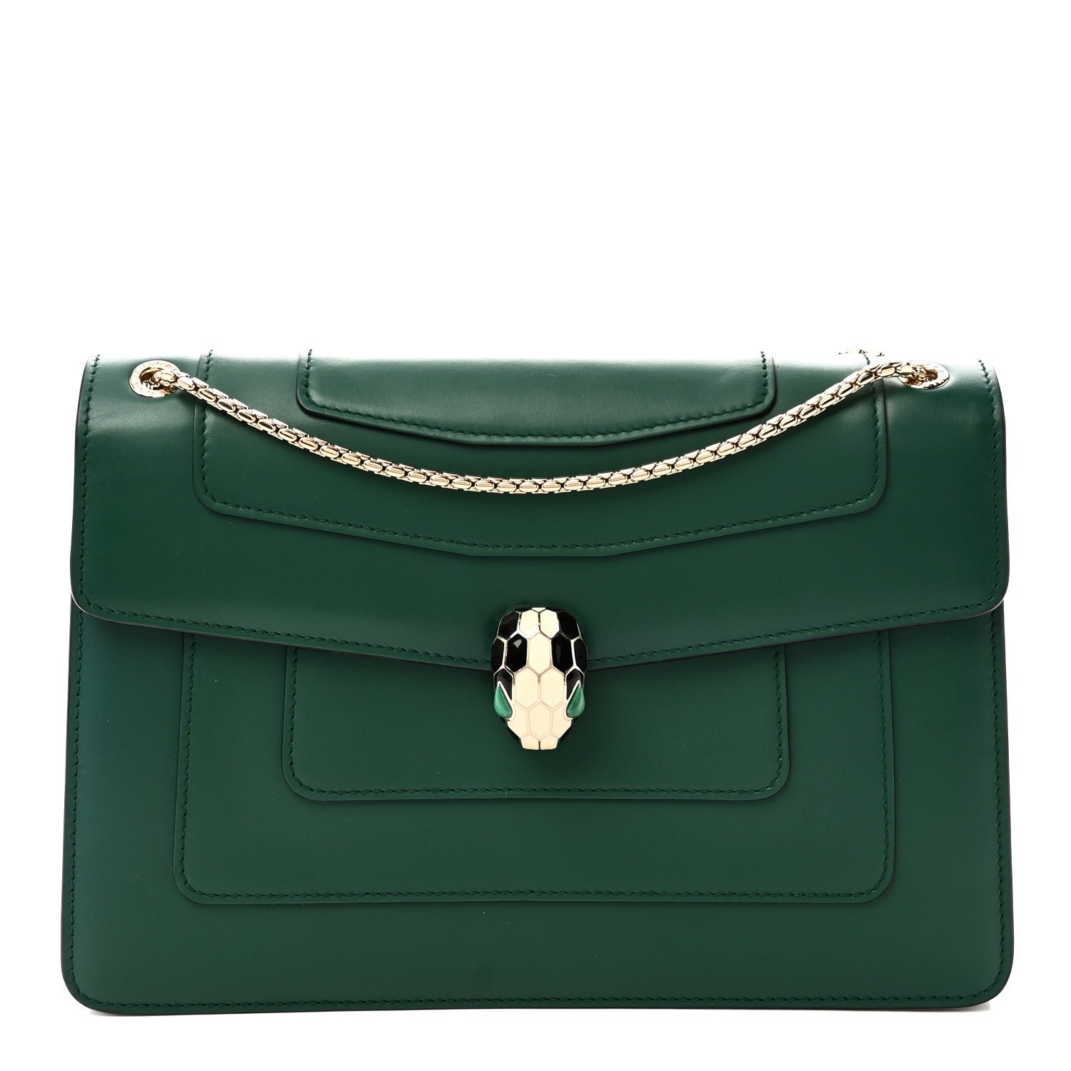 Bulgari Calfskin Serpenti Forever Shoulder Bag Emerald Green