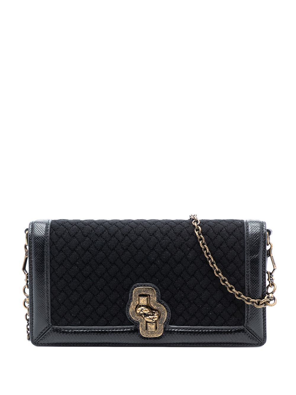 2012-2025 Karung Trimmed Knit Intrecciato Knot Clutch On Chain crossbody bag