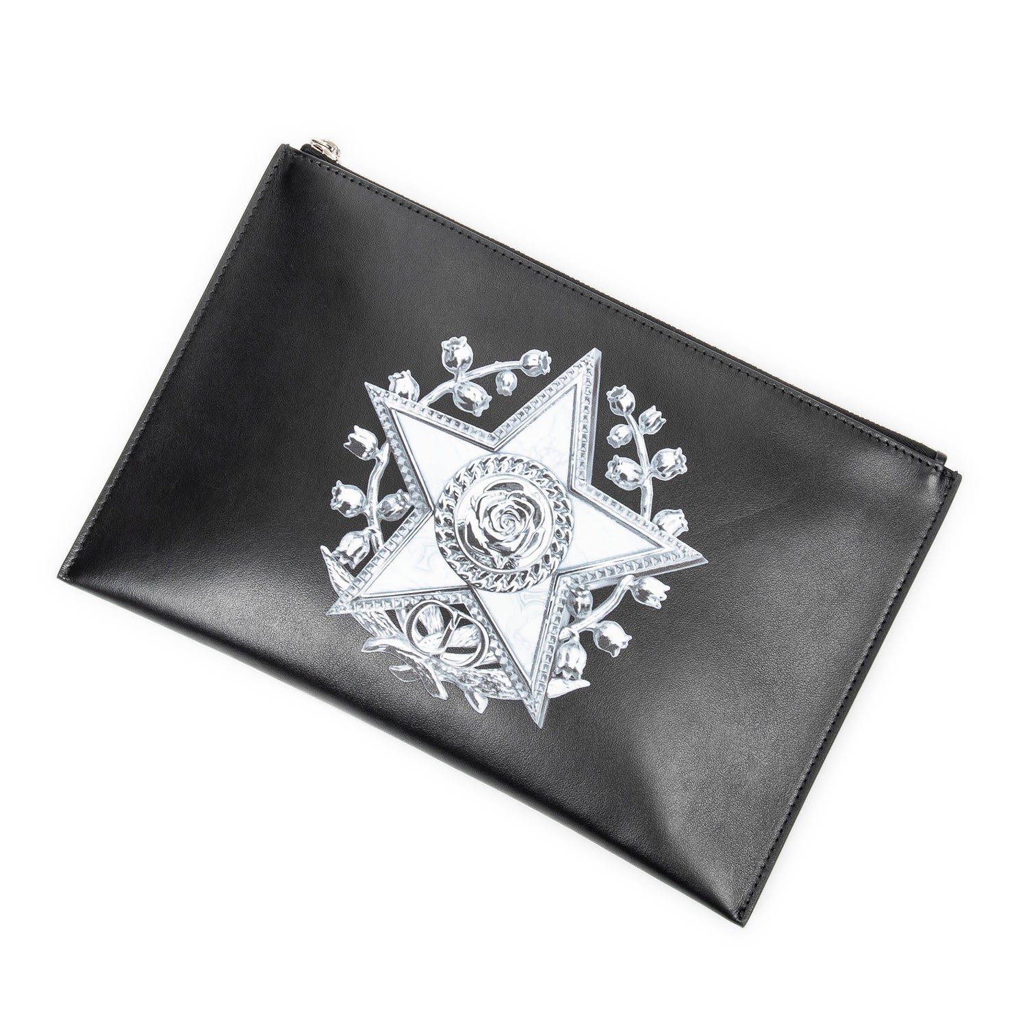 Dior Leather Star and Rose Zip Clutch