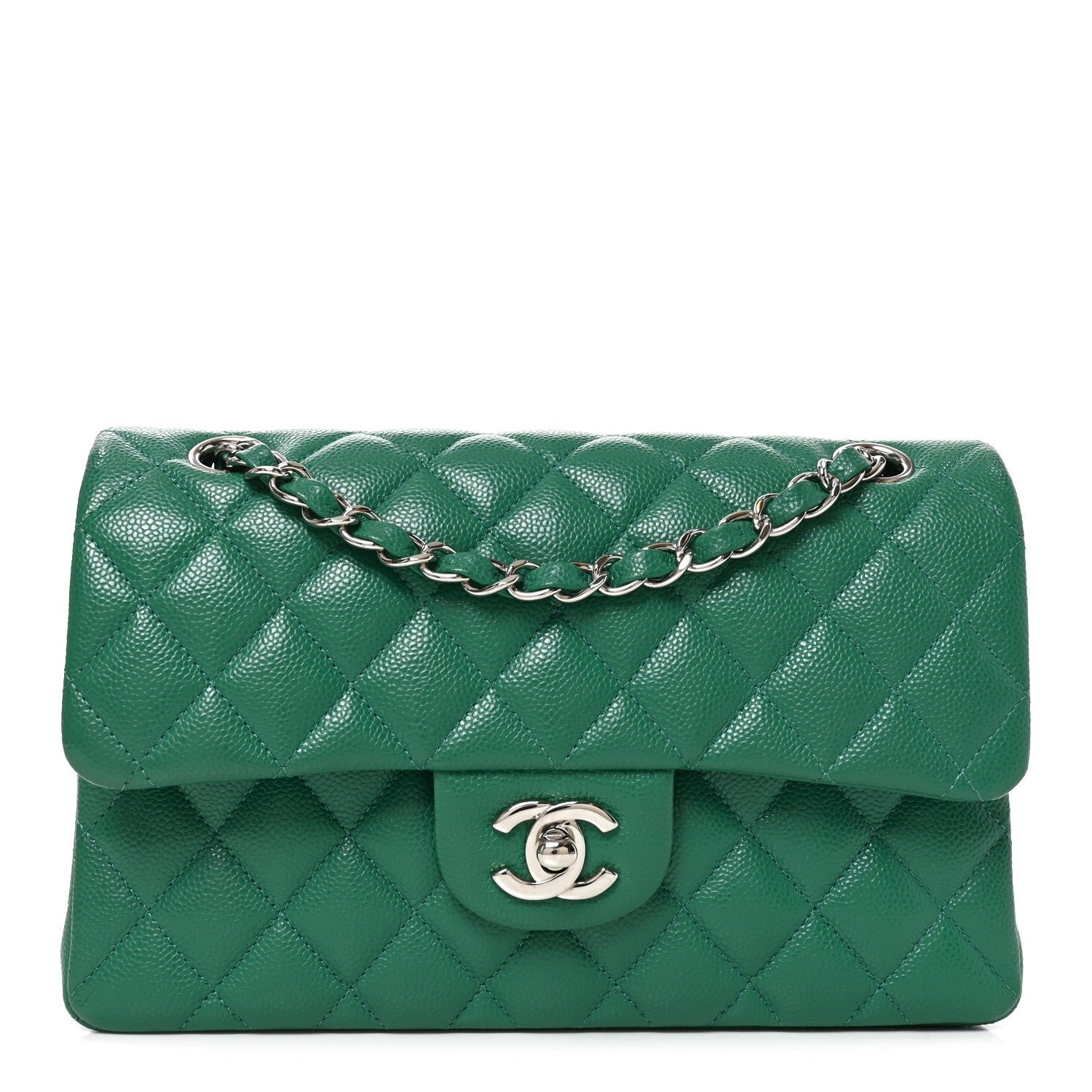 Chanel Caviar Quilted Small Double Flap Green