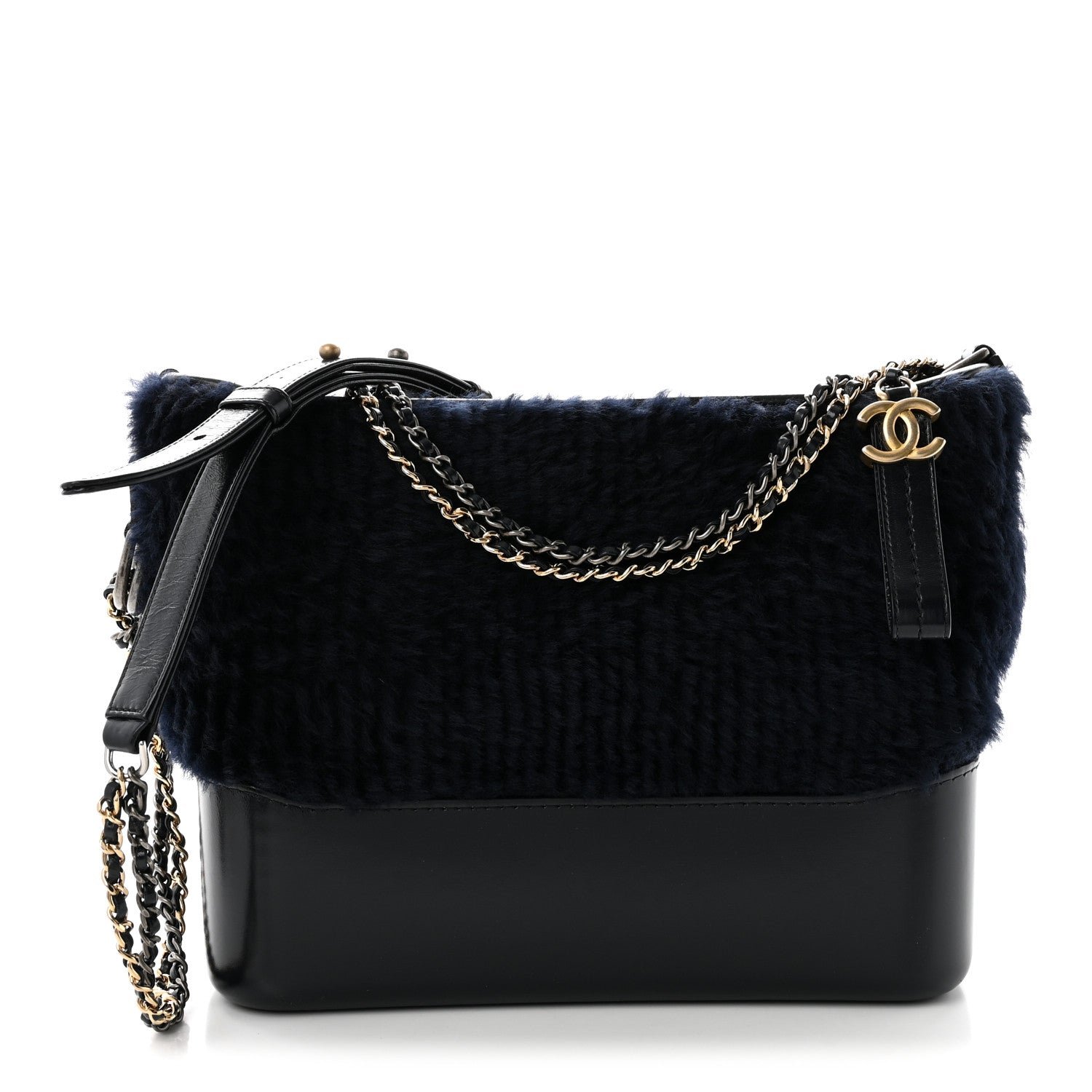 Chanel Shearling Medium Gabrielle Hobo Navy