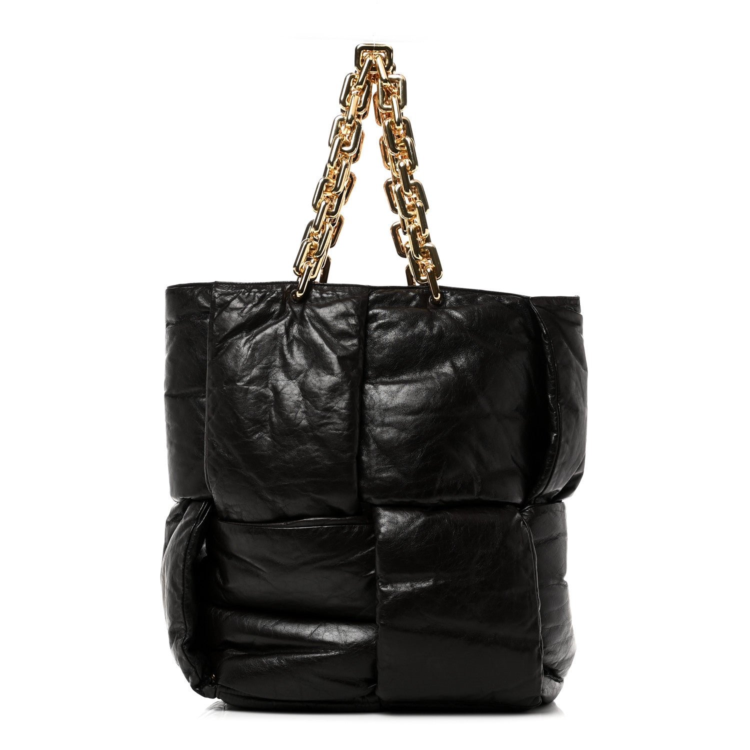 Bottega Veneta Calfskin Maxi Intrecciato Puffy Chain Tote Bag Fondente