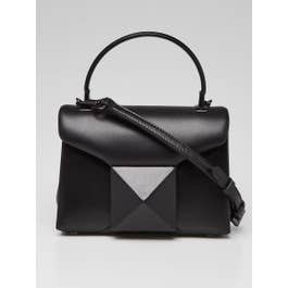 Valentino Valentino Black Lambskin Leather One Stud Mini Top Handle Bag