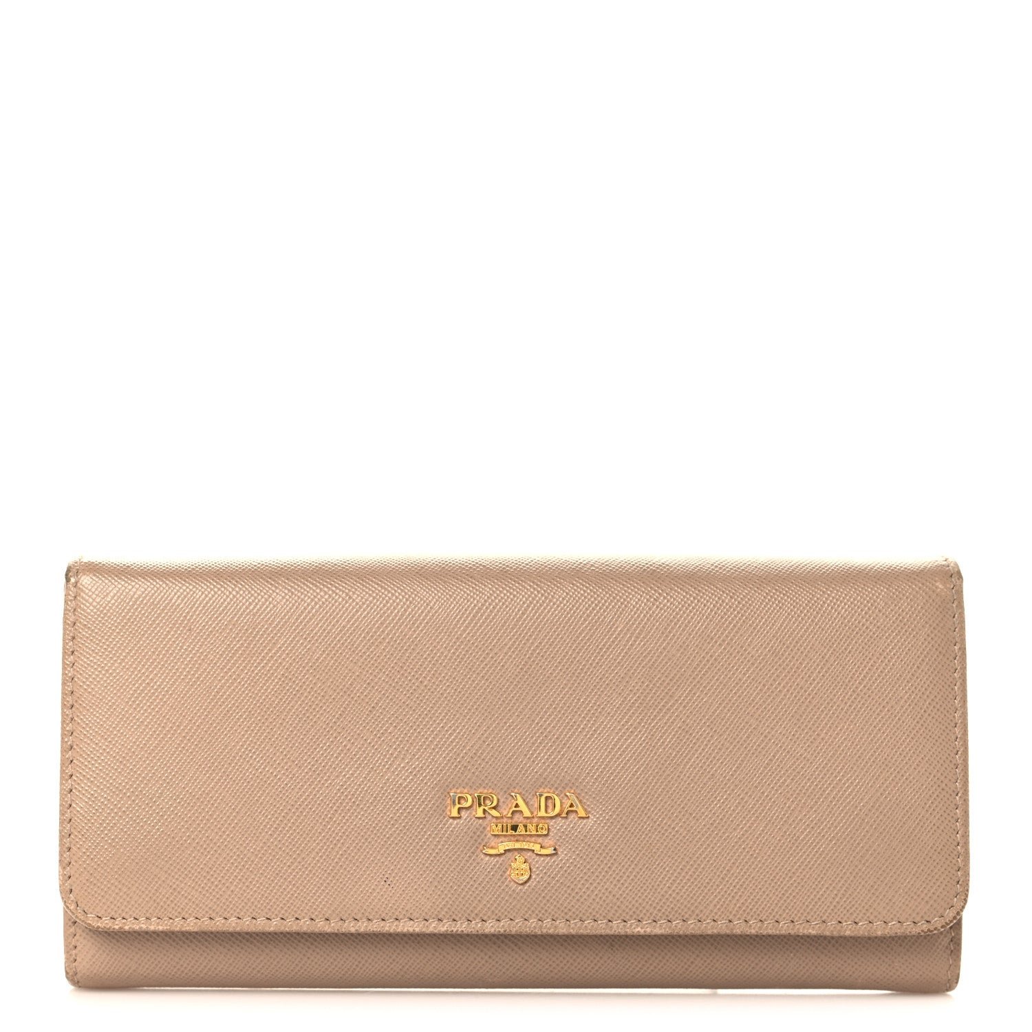 Prada Saffiano Metal Continental Flap Wallet Cammeo