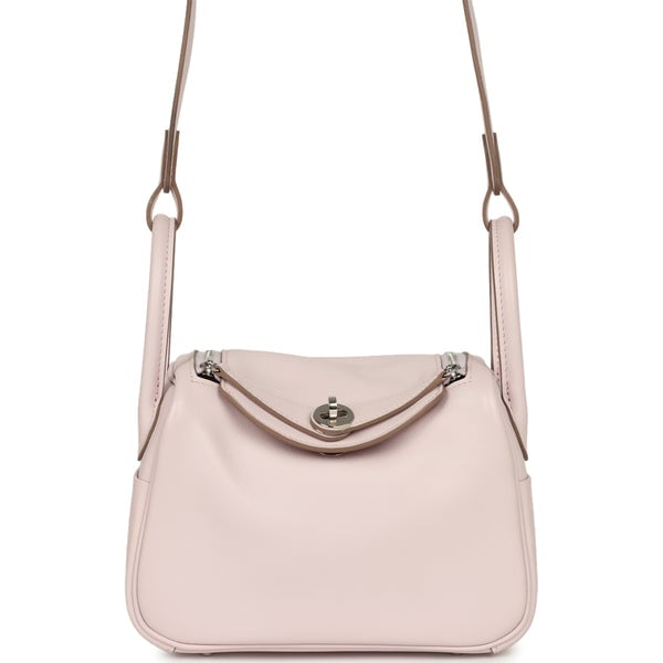 Hermes Mini Lindy Mauve Pale Verso Swift Palladium Hardware