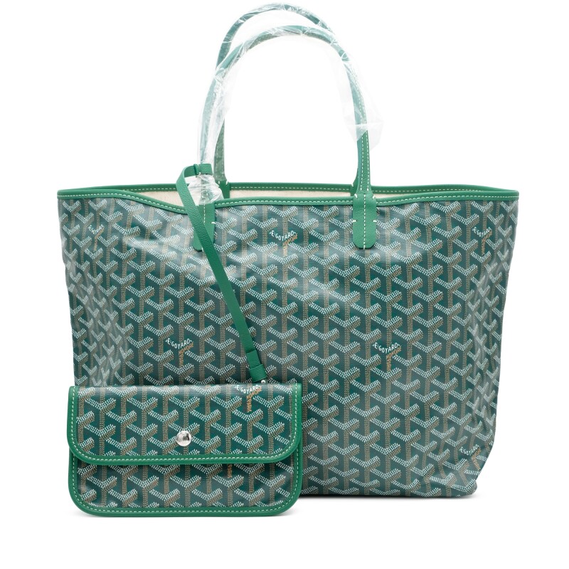 Goyard Green Goyardine Canvas and Chevroches Calfskin Saint Louis PM Tote