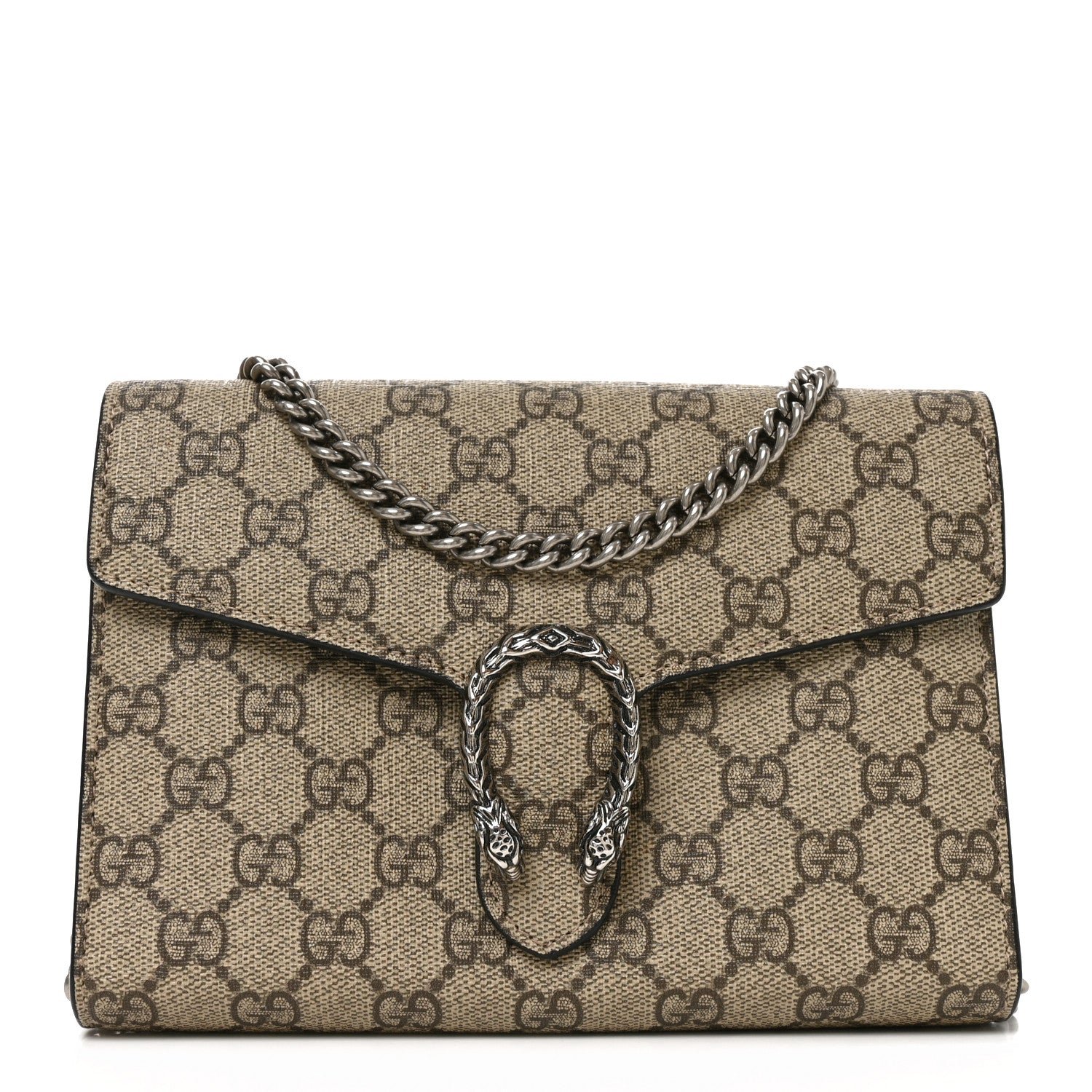 Gucci GG Supreme Monogram Mini Dionysus Chain Wallet Beige Black Beige Black