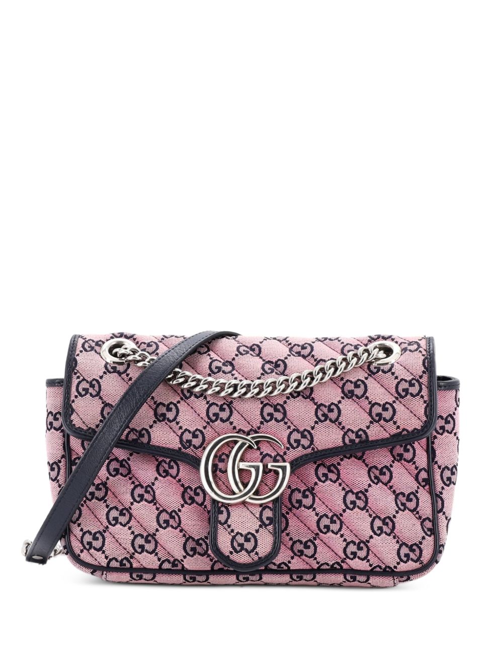 GG Marmont Flap Bag Diagonal Quilted GG Canvas with Leather Small shoulder bag
