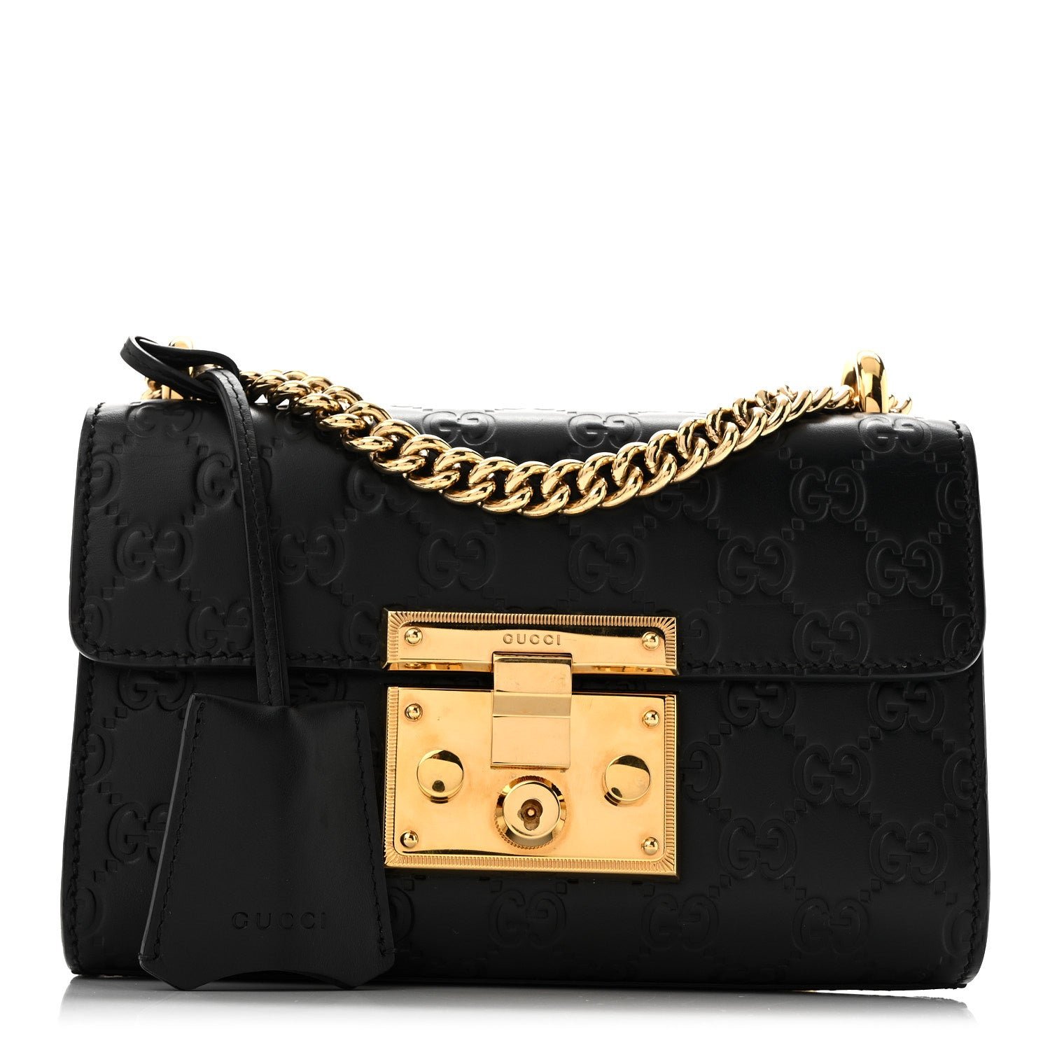 Gucci Guccissima Small Padlock Shoulder Bag Black