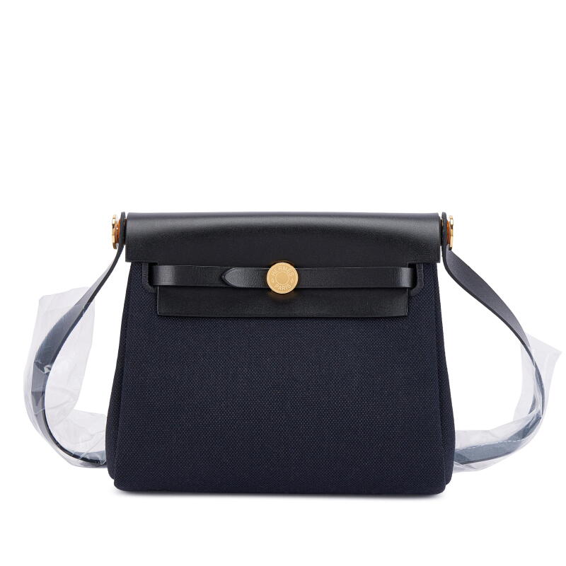 Hermès Black Vache Hunter and Toile Mini Herbag Zip 20 Gold Hardware, 2026