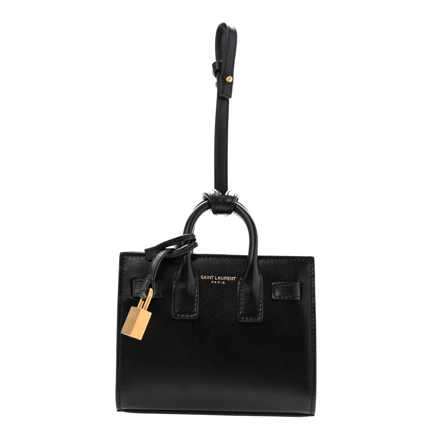 Saint Laurent Calfskin Sac De Jour Bag Charm Black