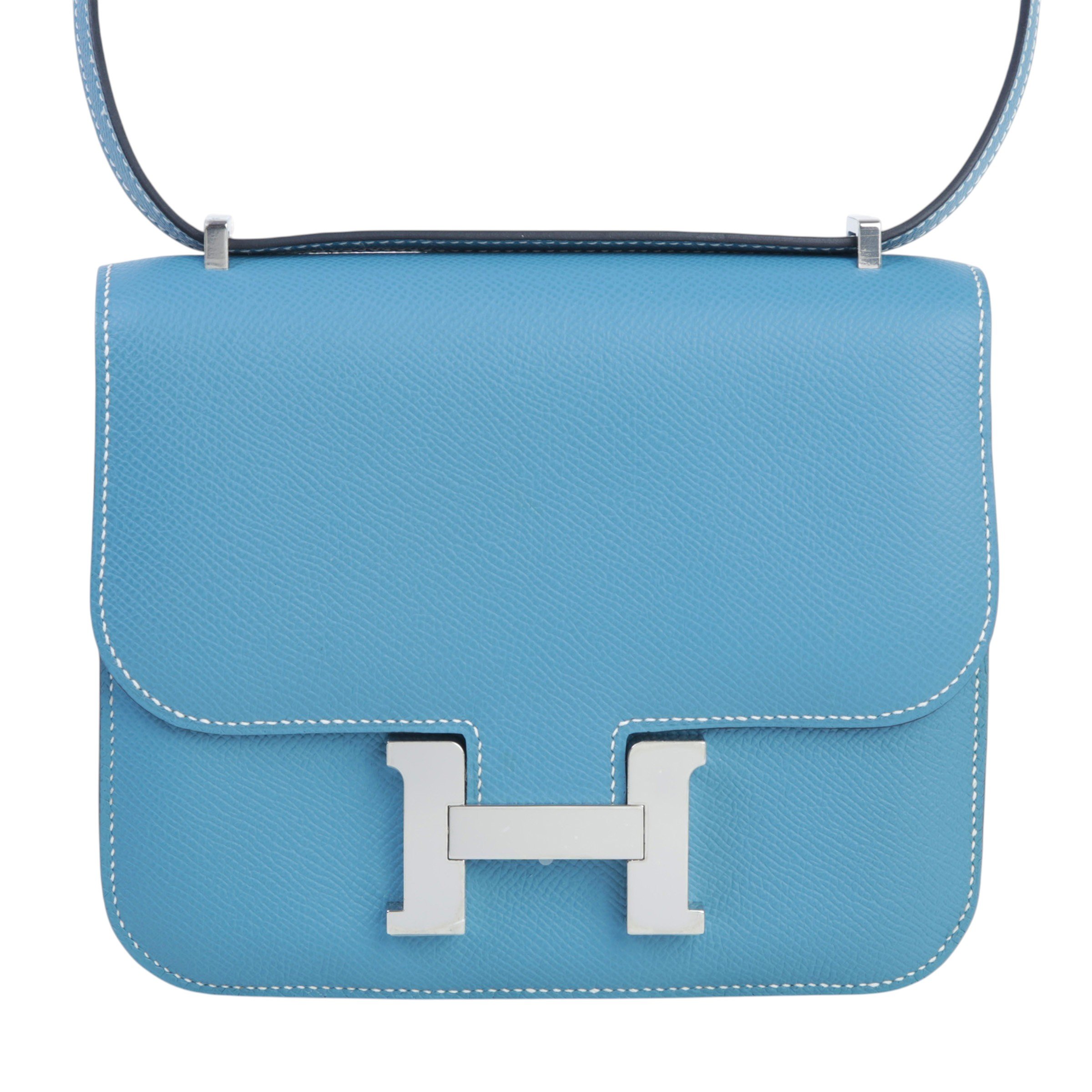 Hermes Excellent ( Rank SA ) HERMÈS Constance Mini New Bleu Jean (D2) Epsom Palladium hardware W (2024)