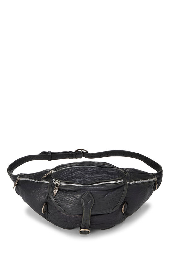 Chrome Hearts Black Leather Snat Pack Waist Bag