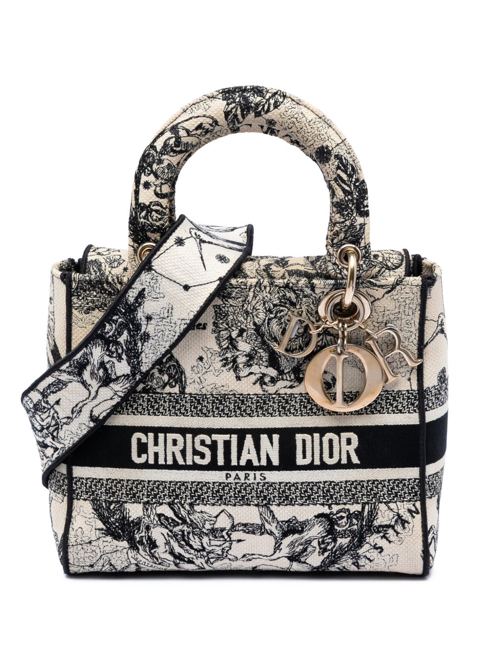 2021 Medium Embroidered Canvas Zodiac Lady D Lite satchel