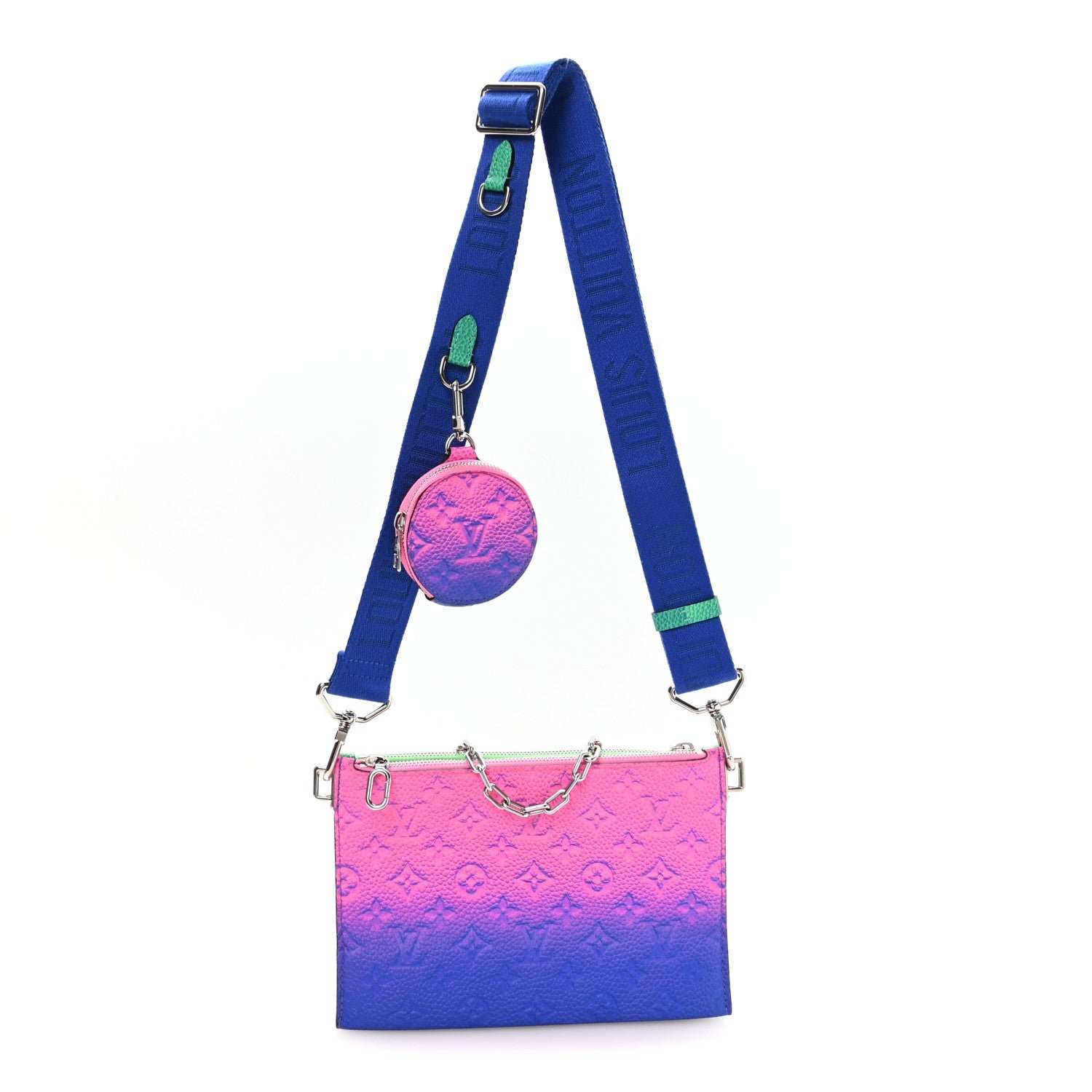 Louis Vuitton Taurillon Illusion Trio Pouch Bleu Rose