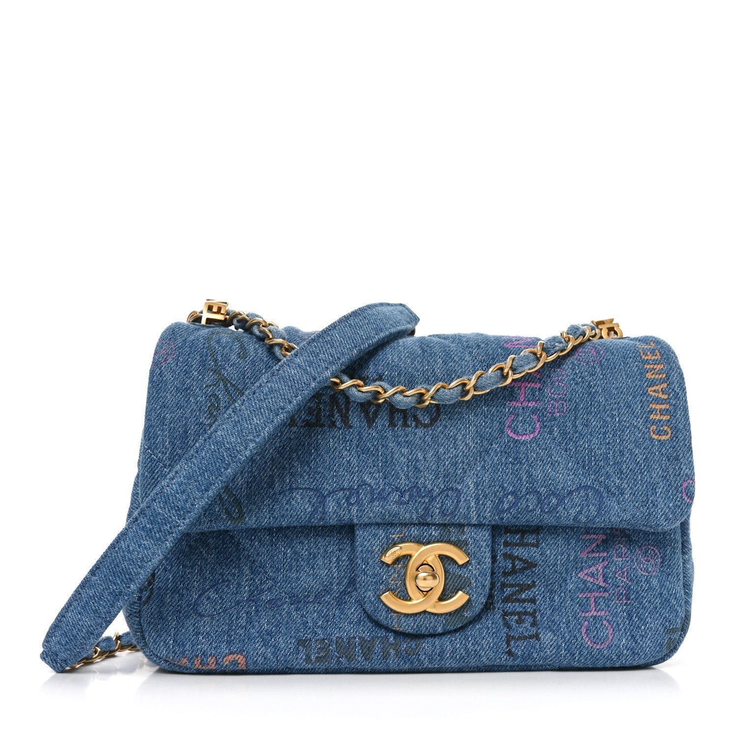 Chanel Denim Quilted Mini Denim Mood Rectangular Flap Blue Multicolor