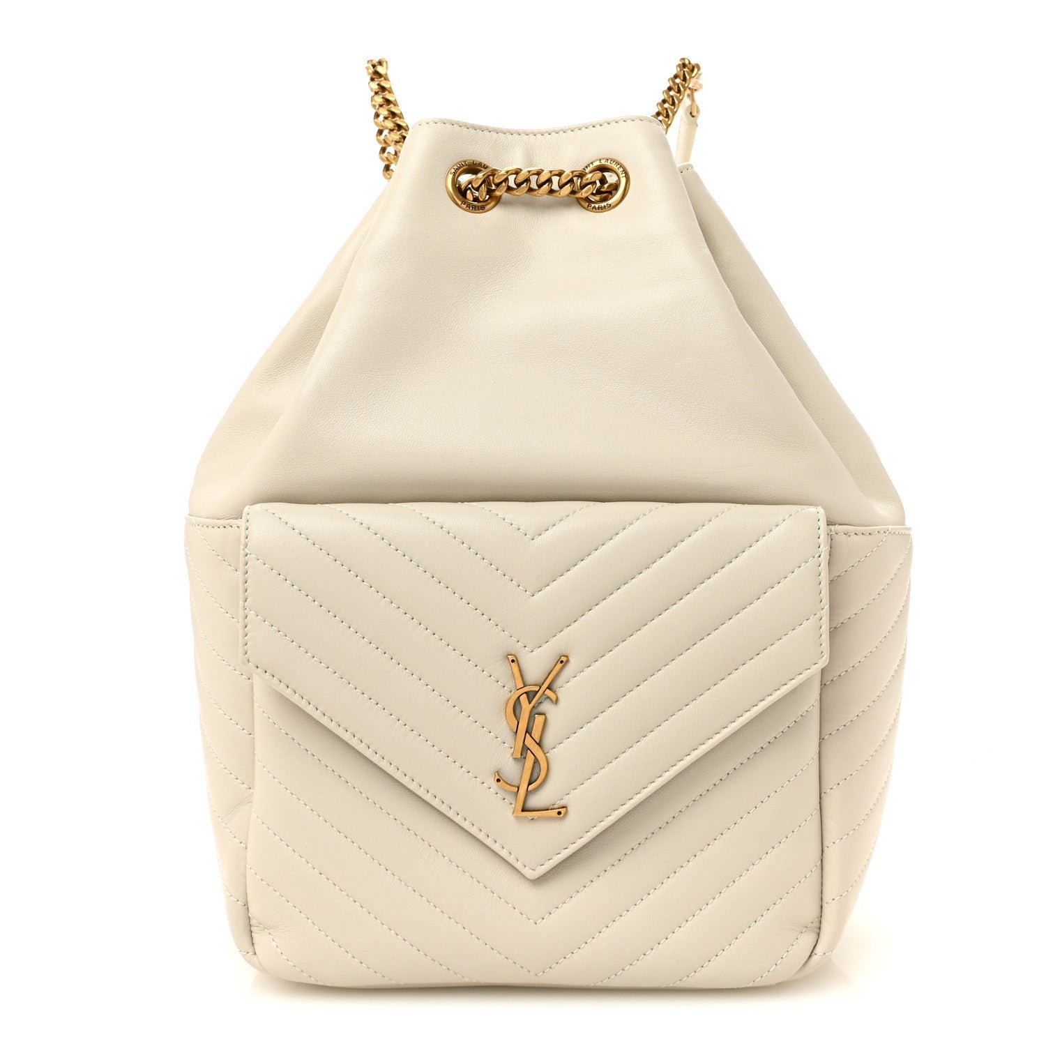 Saint Laurent Lambskin Matelasse Monogram Joe Backpack Cream
