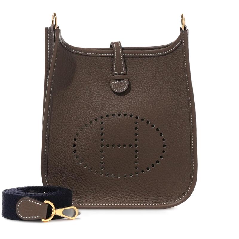 Hermes Etoupe Clemence Mini Evelyne II TPM 16 Gold Hardware, 2021