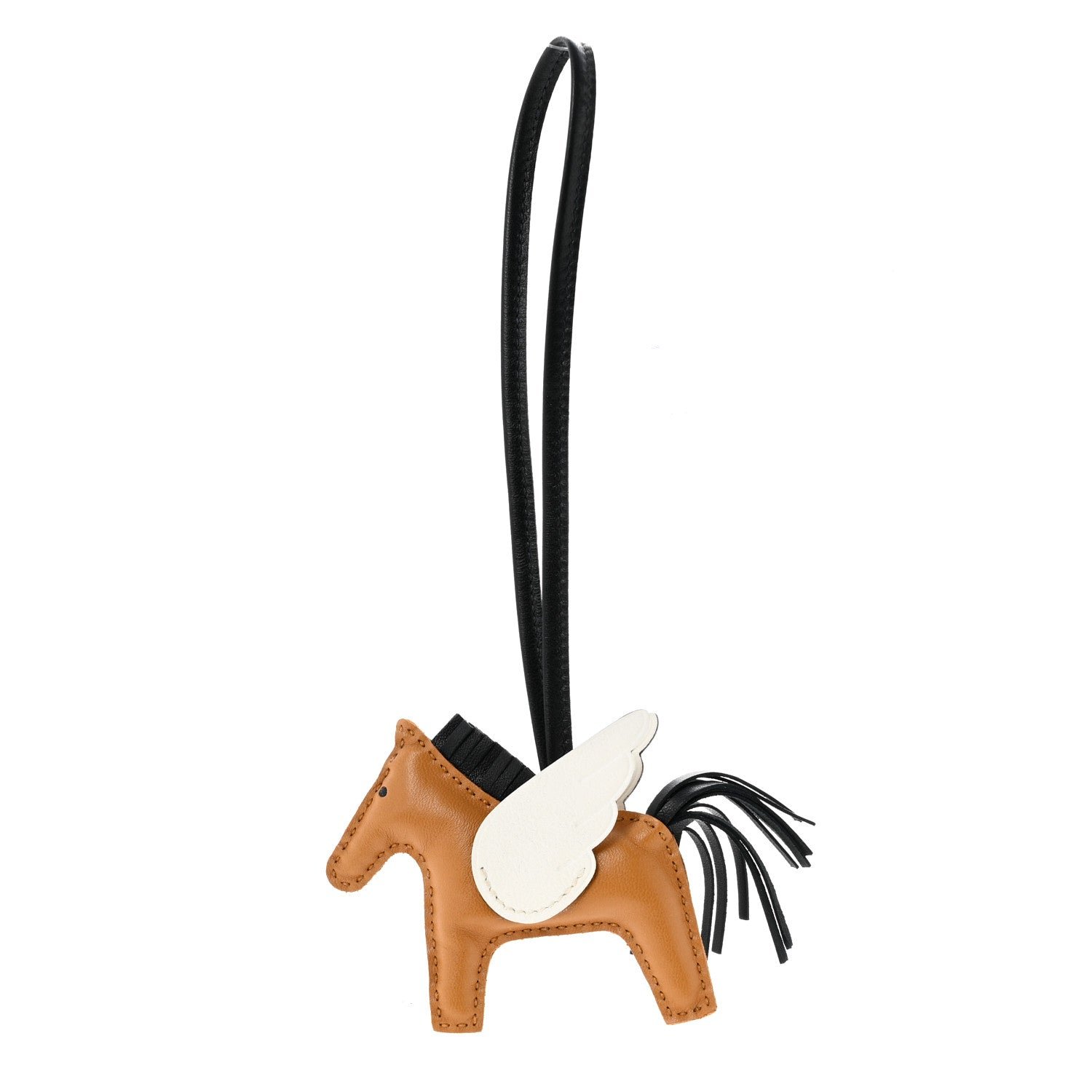 Hermes Milo Lambskin Grigri Rodeo Pegase Horse Bag Charm PM Chai Black Nata