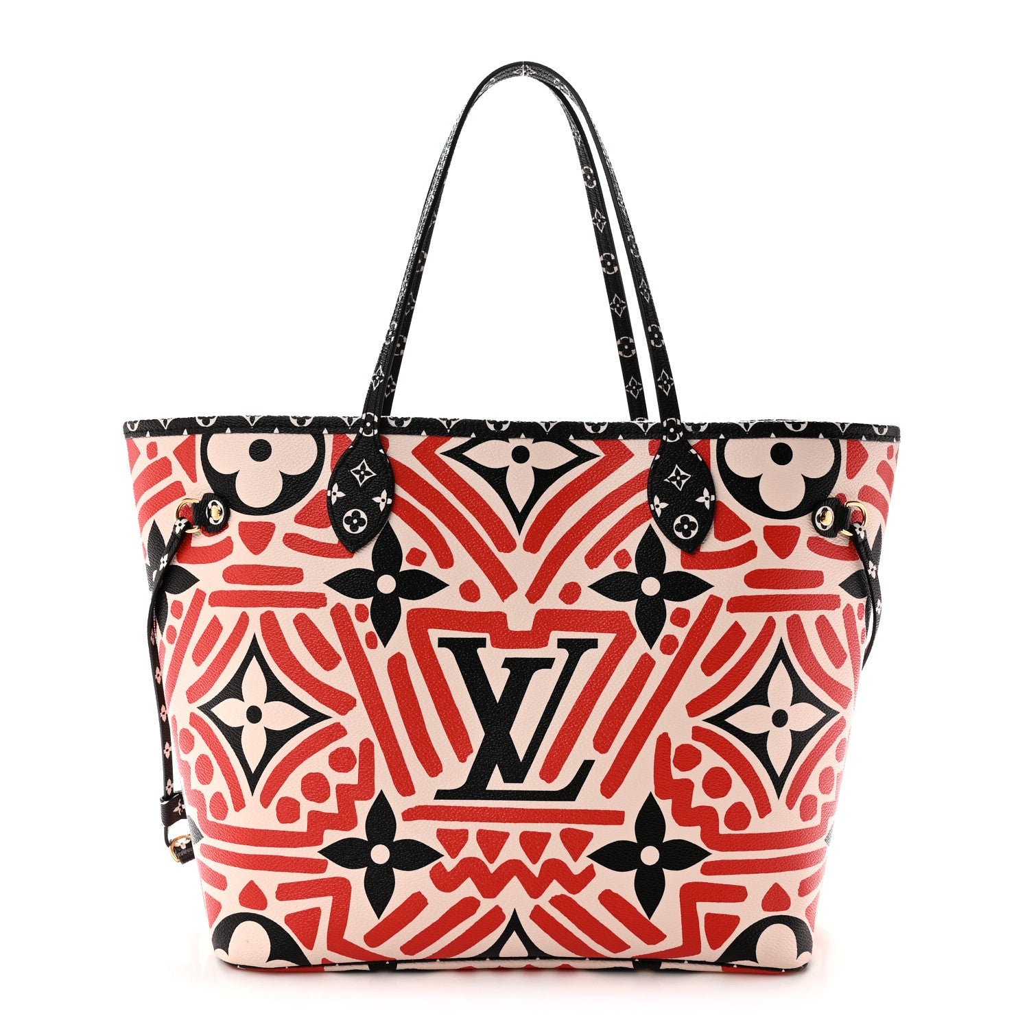 Louis Vuitton Monogram Giant Crafty Neverfull MM Creme Rouge Black