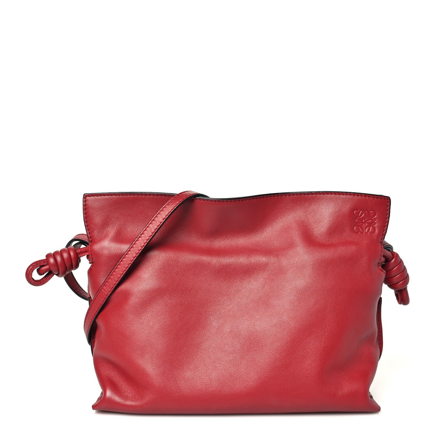 Loewe Calfskin Mini Flamenco Knot Clutch Red