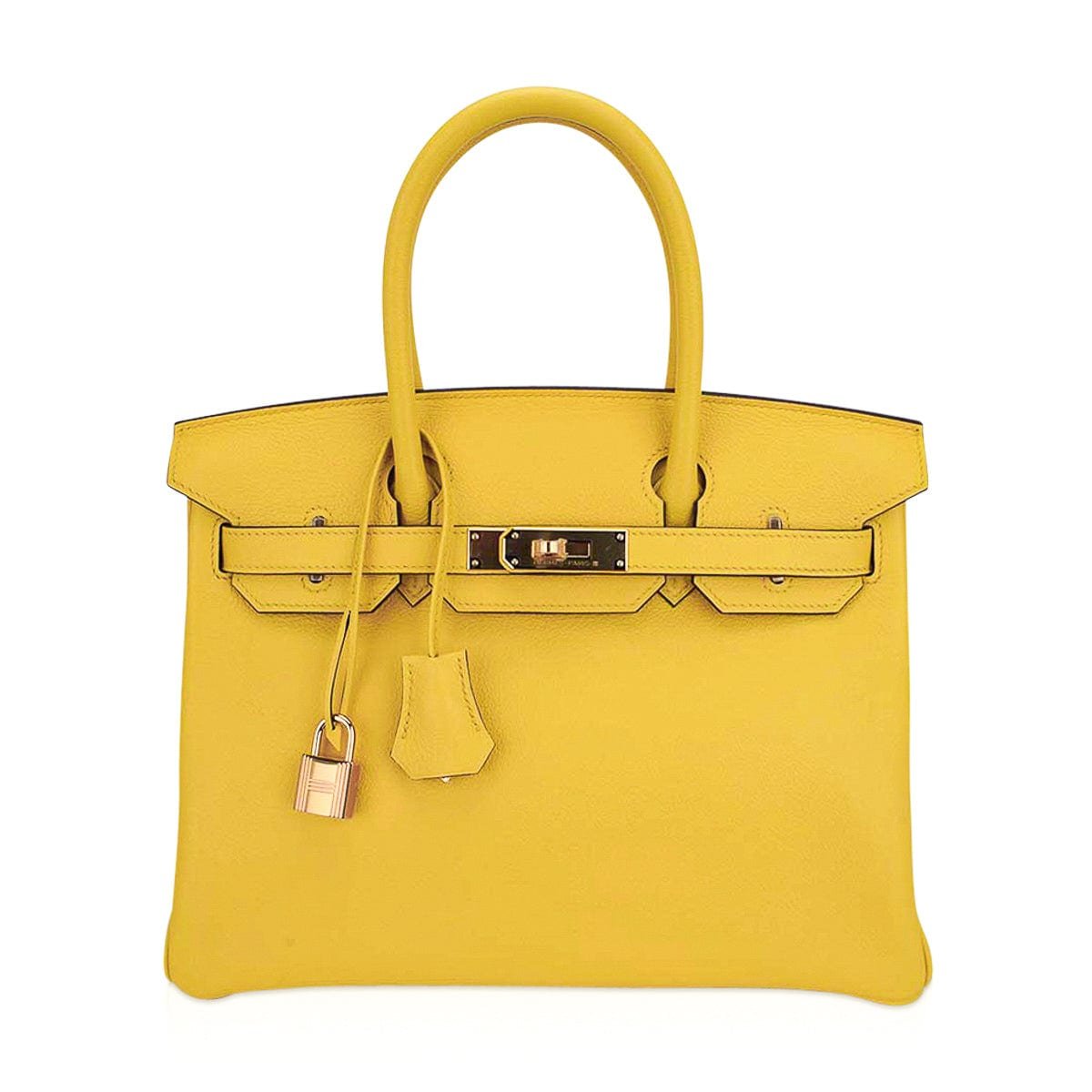 Hermes Hermes Verso Birkin 30 Bag Jaune de Naples & Gold Novillo Leather with Gold Hardware