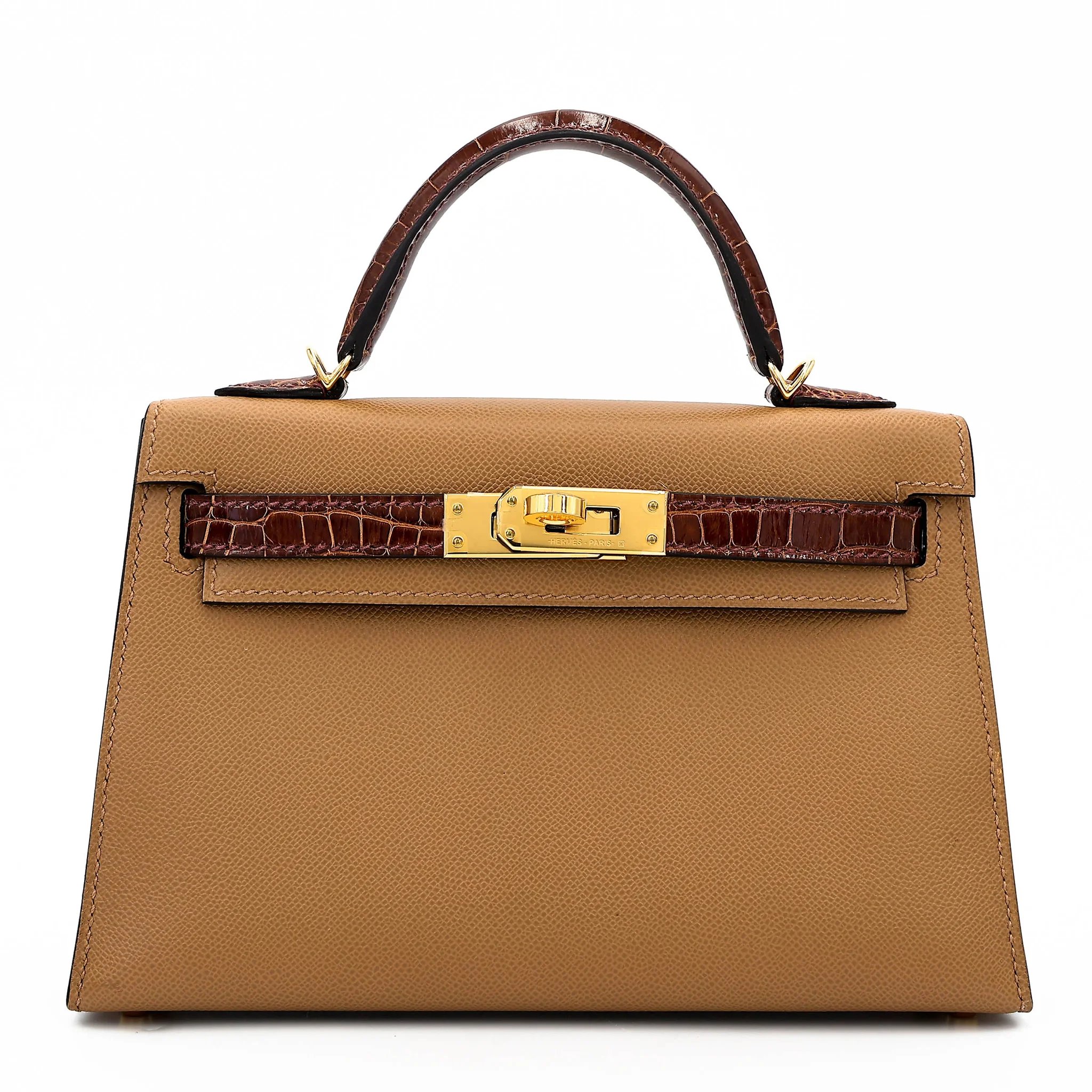 Very Good ( Rank A) HERMÈS Mini Kelly II Touch Chai (0M) Miel (33) Madame Shiny Alligator Gold hardware U (2022)