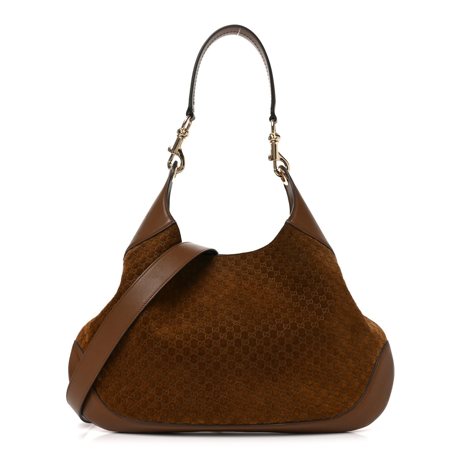 Gucci GG Suede B Medium Shoulder Bag Brown