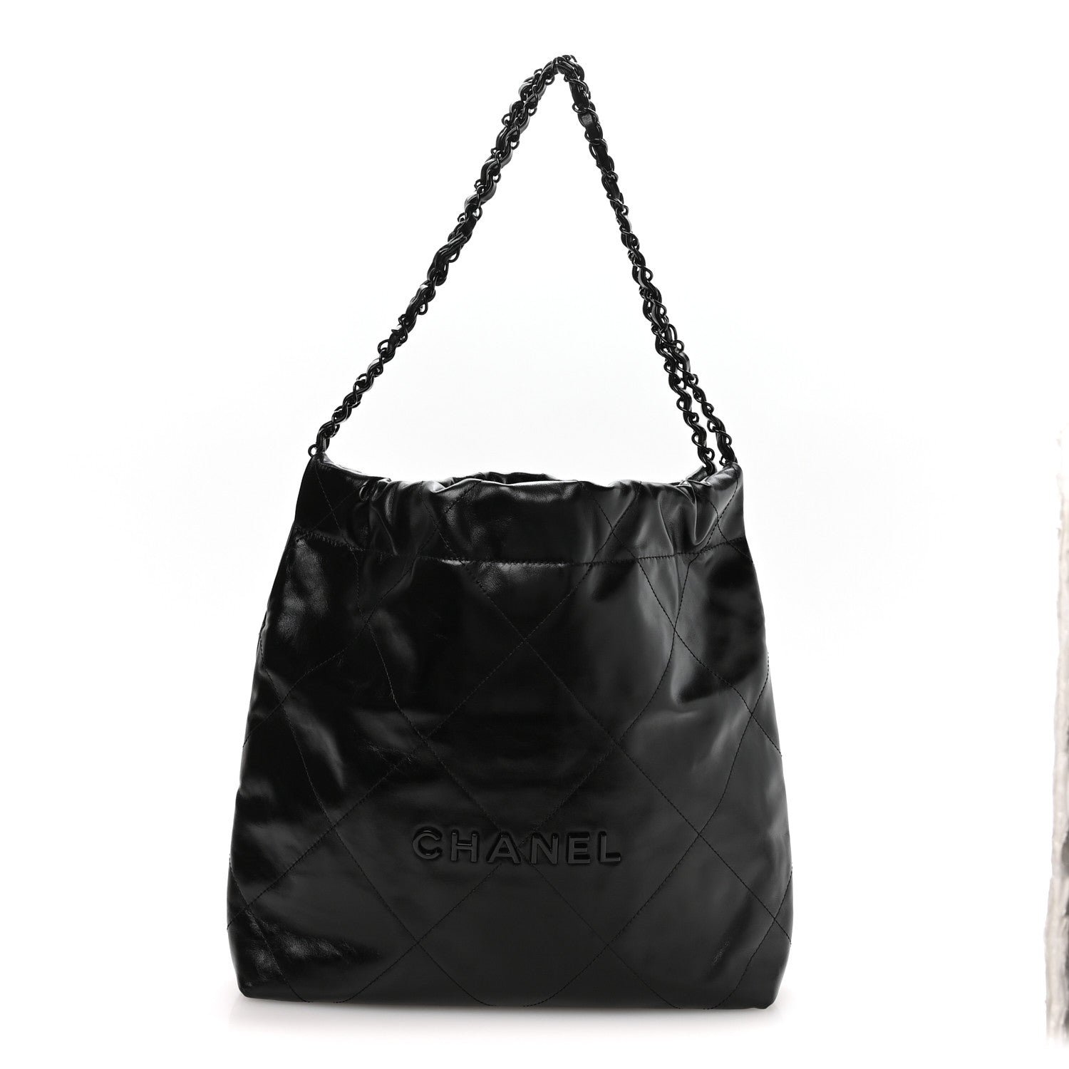 Chanel Shiny Calfskin Quilted Small Chanel 22 So Black