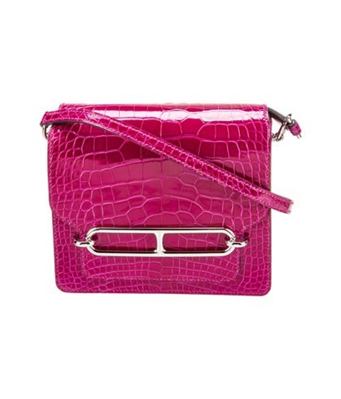 Hermes Shiny Alligator Mini Sac Roulis 18