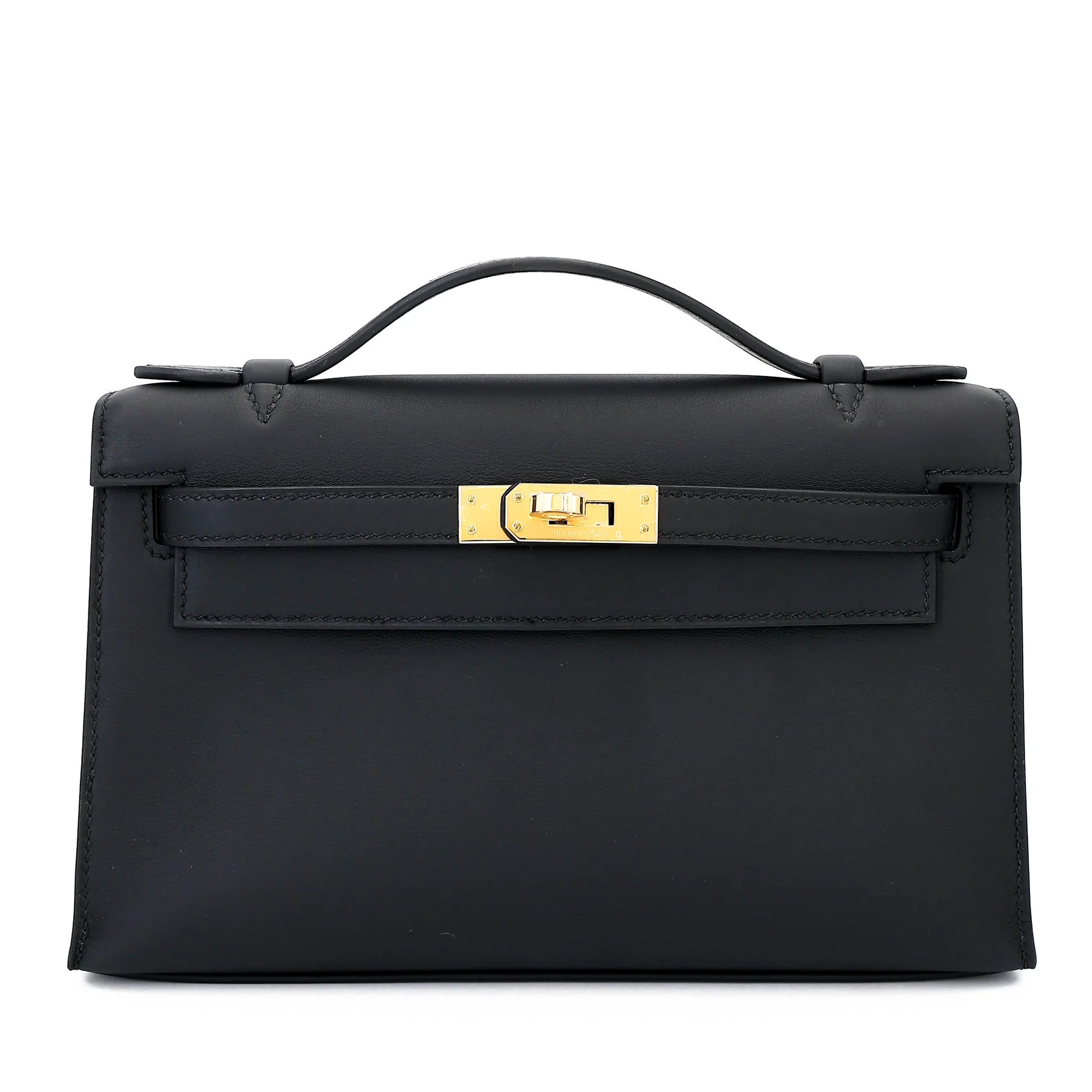 Brand New ( Rank N ) HERMÈS Kelly Pochette Noir (89) Swift Gold hardware K (2025)